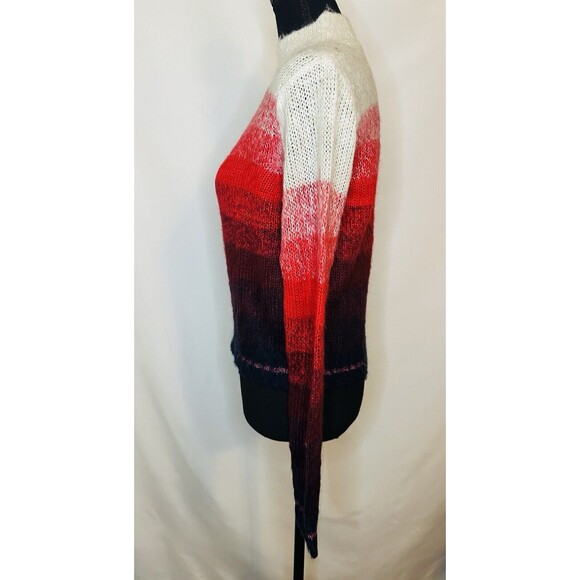 AMERICAN EAGLE Fuzzy Red Ombre Stripe Mock Neck Sweater Women's XS NWT - Picture 3 of 11